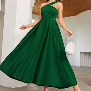 SHEIN One Shoulder Solid Maxi Bridesmaid Dress